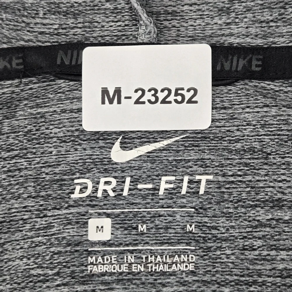 Nike Men Jacket M Gray Dri-Fit Activewear Zipper Logo Long Sleeve